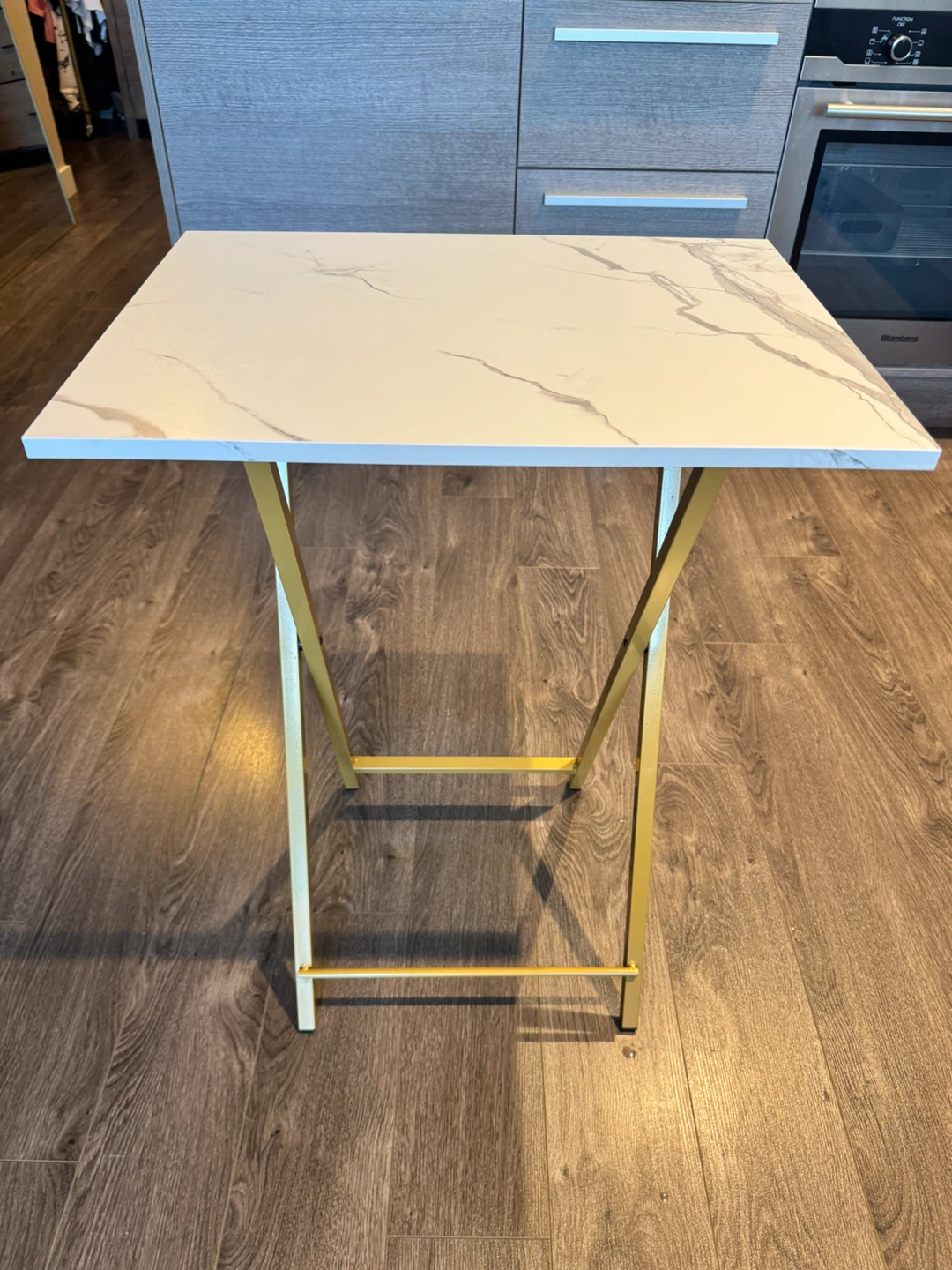 Faux Marble and Gold Folding Table
