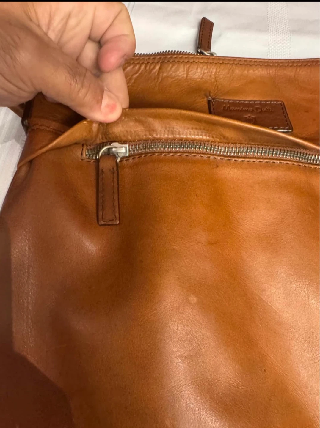 Massimo Dutti Brown Leather Crossbody Bag