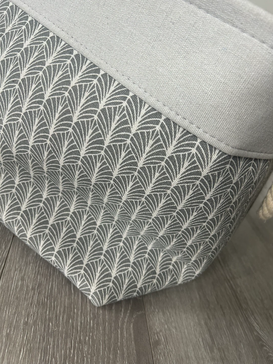 Gray and White Patterned Fabric Storage Bin - photo 4