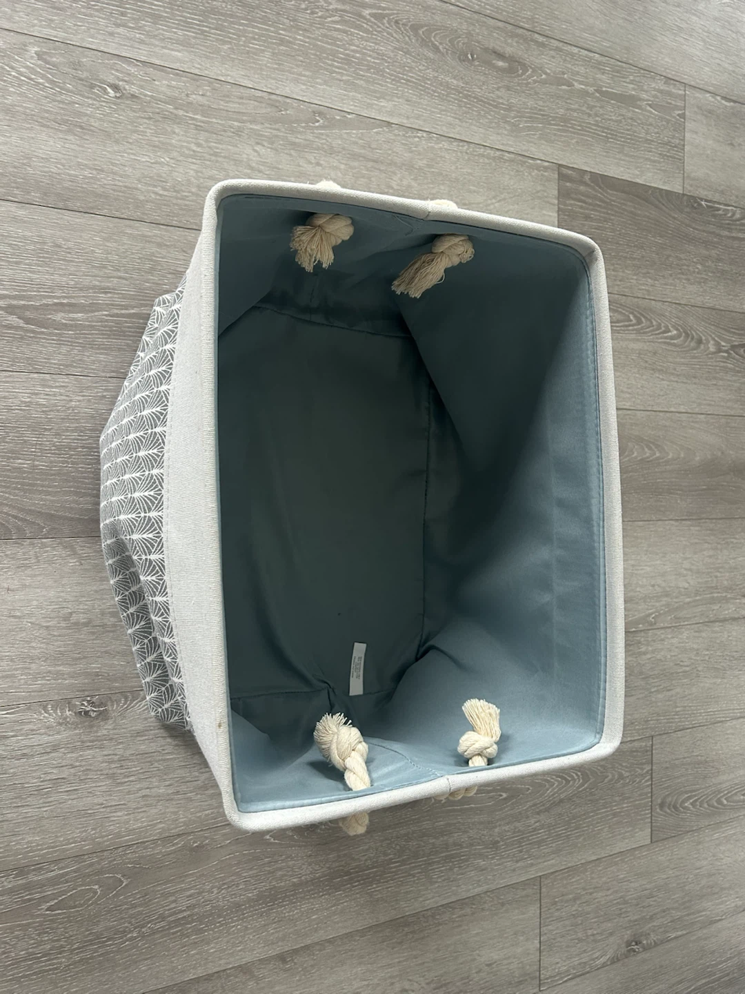 Gray and White Patterned Fabric Storage Bin - photo 5