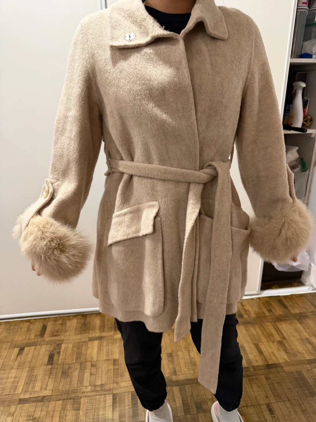 Wool & Alpaca Coat with Genuine Fox Fur Cuffs – Size 4 - photo 2
