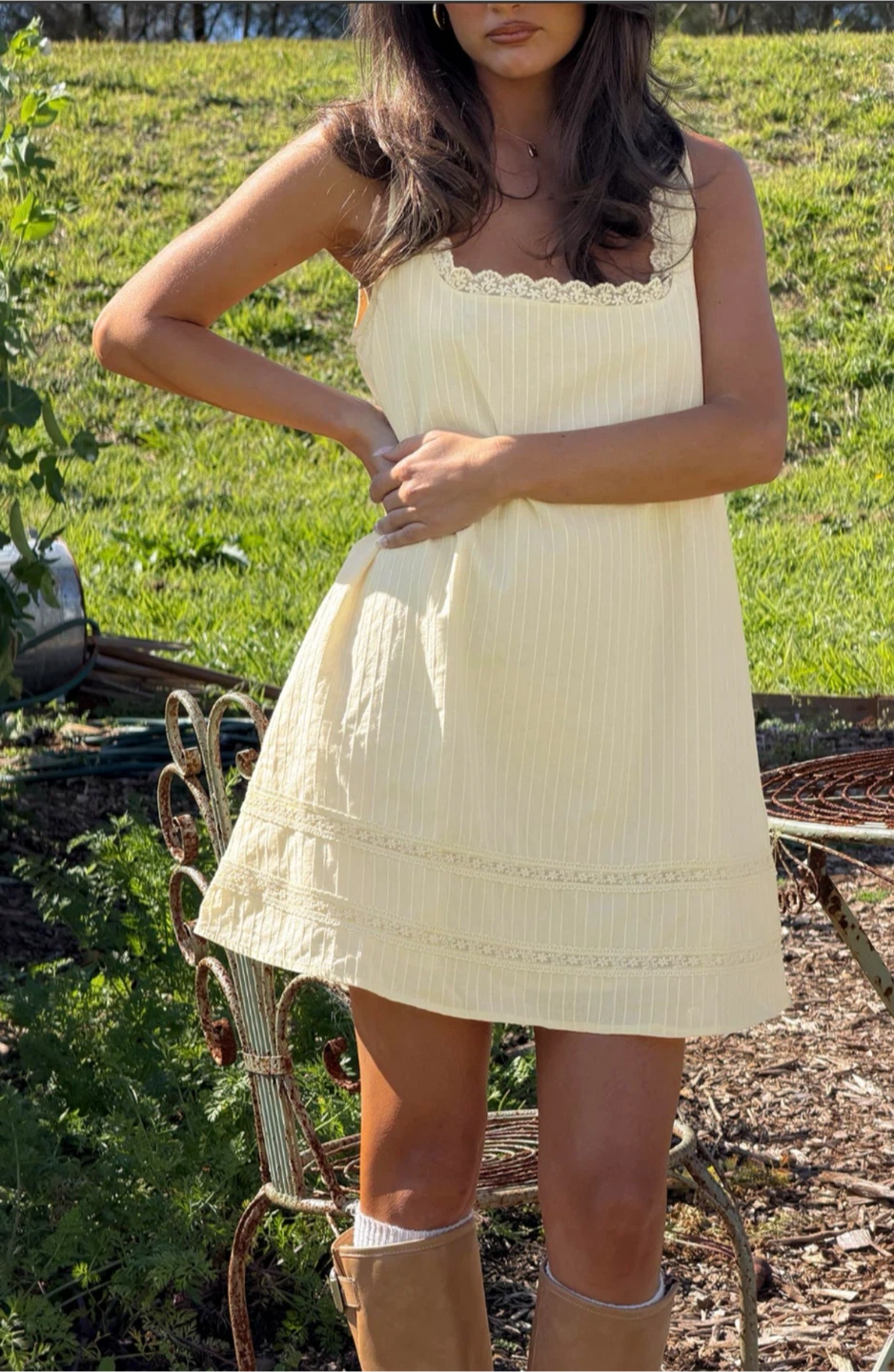 Princess Polly Yellow Lace Trim Dress