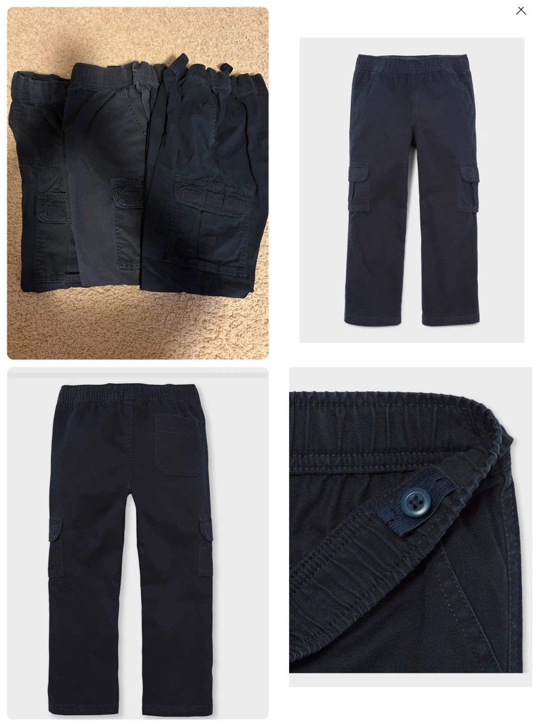 3 Pairs of Boy Navy Cargo Pants- size 12