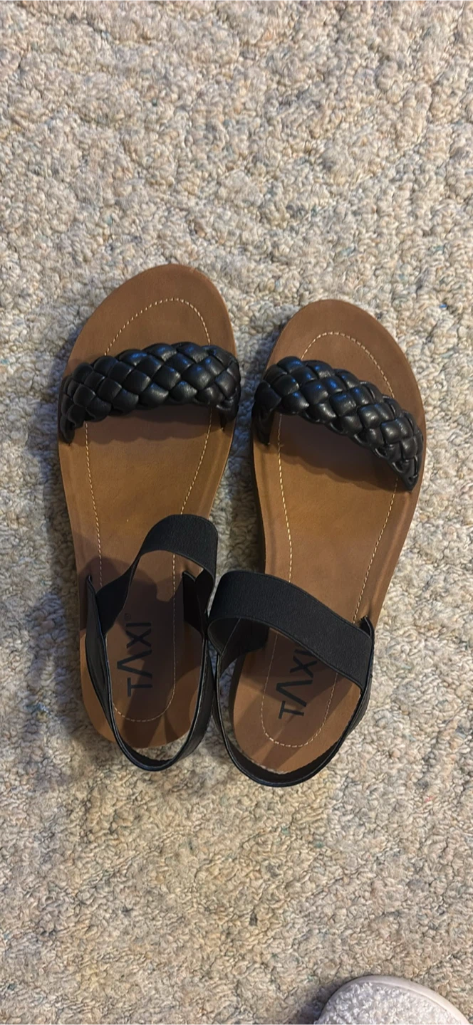 Taxi Black Braided Sandals Size 39