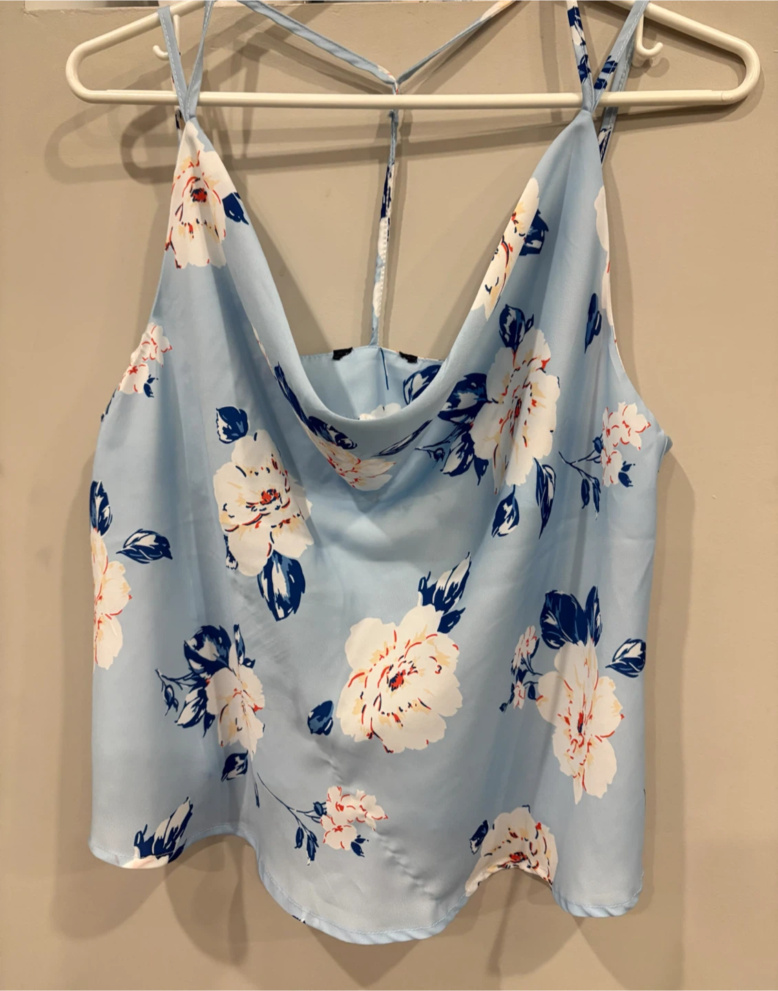 Light Blue Floral Satin Cami