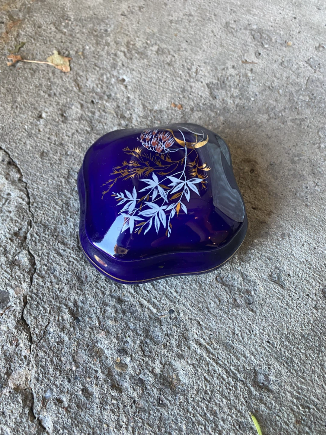Vintage Cobalt Blue Trinket Box