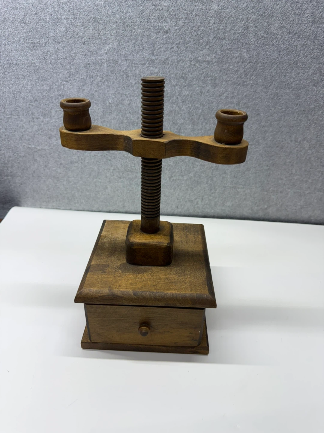 Wooden Adjustable Double Candle Holder Stand Drawer Shaker