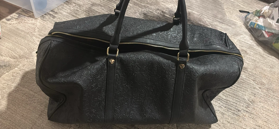 Betsey Johnson Black Skull & Rose Weekender Bag
