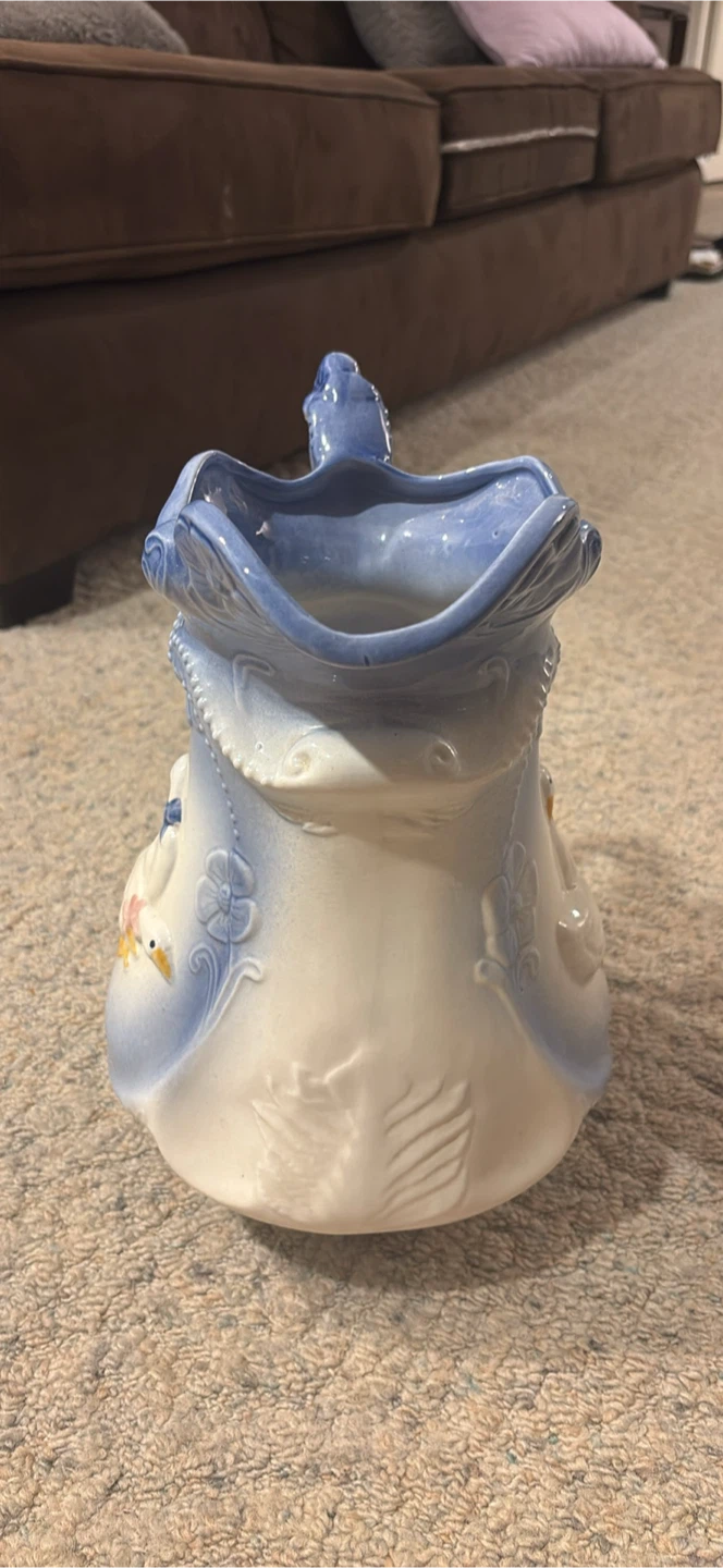 Vintage Goose Pattern Ceramic Pitcher - photo 2