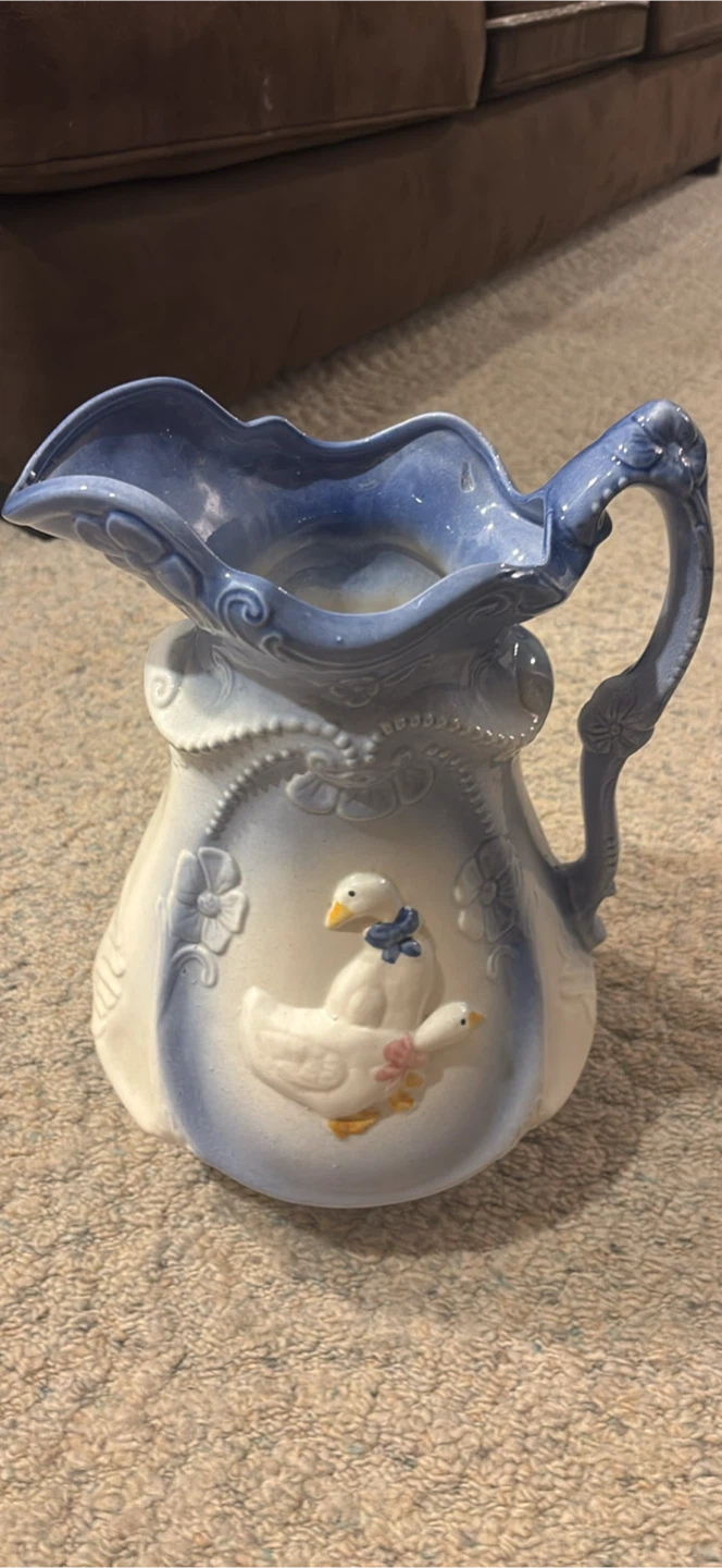 Vintage Goose Pattern Ceramic Pitcher - photo 3