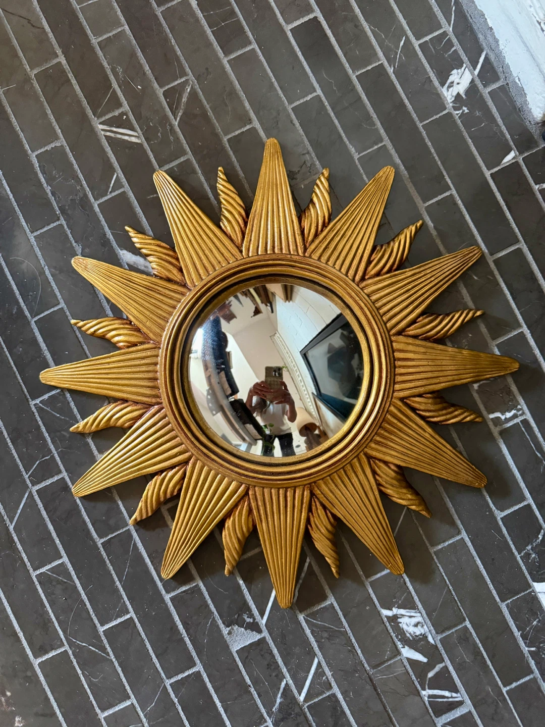 Vintage 1994 Gold Sunburst Convex Mirror - photo 4