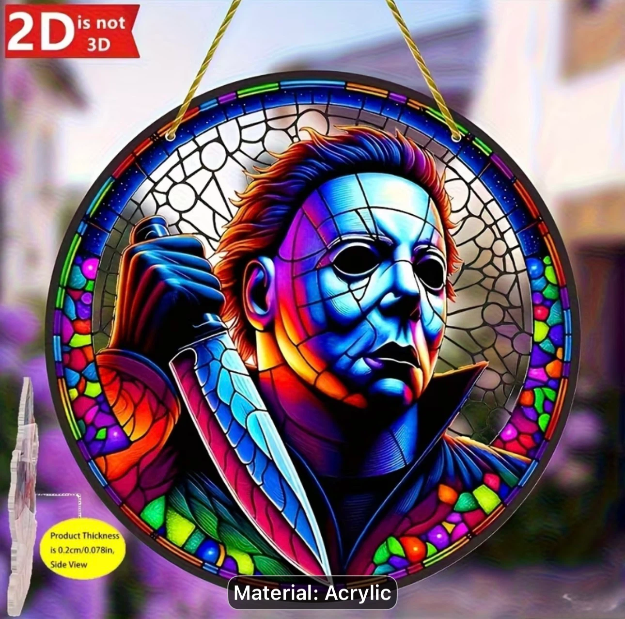 2D acrylic sun catcher.  Michael Myers, new