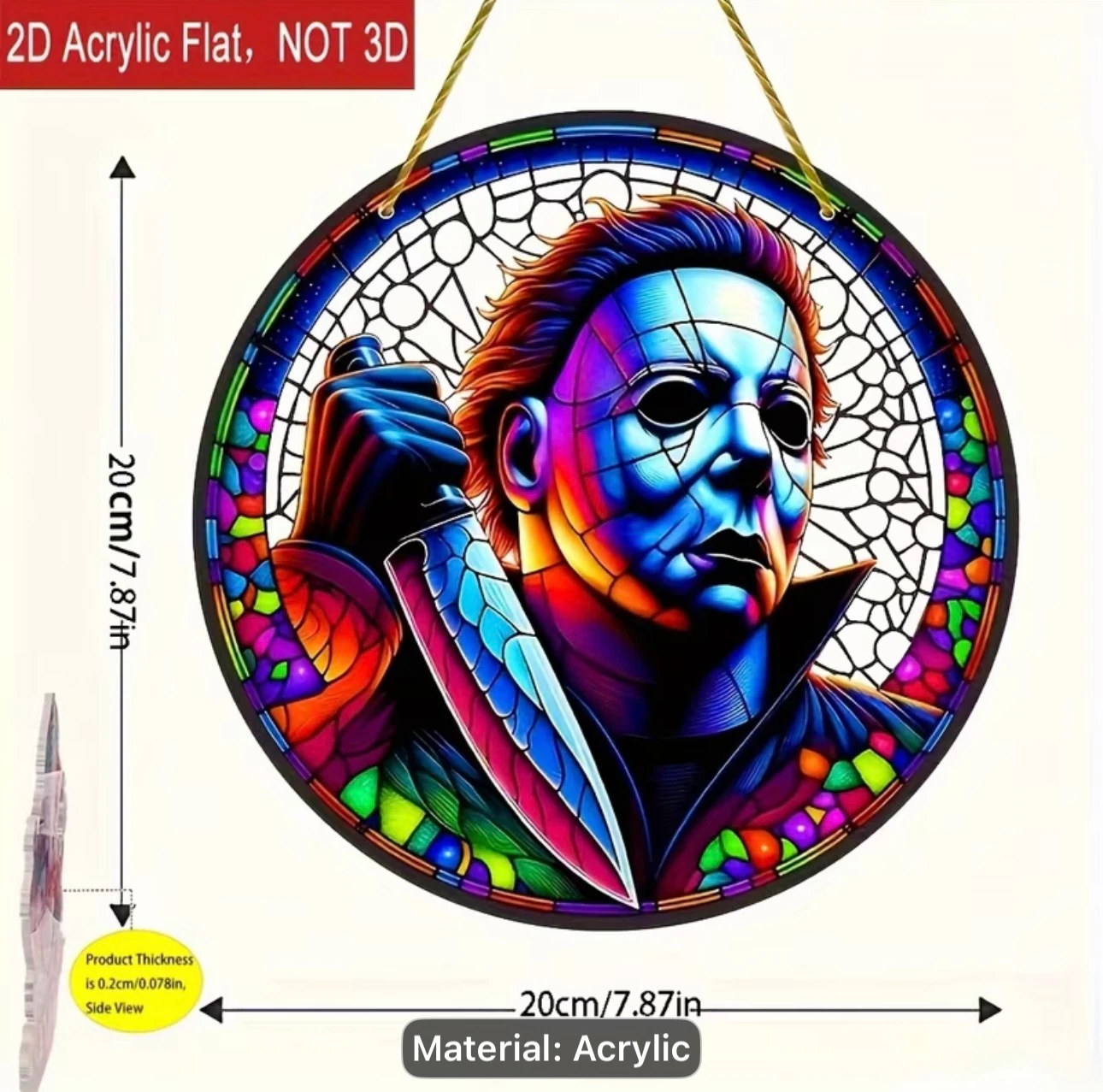 2D acrylic sun catcher.  Michael Myers, new - photo 2