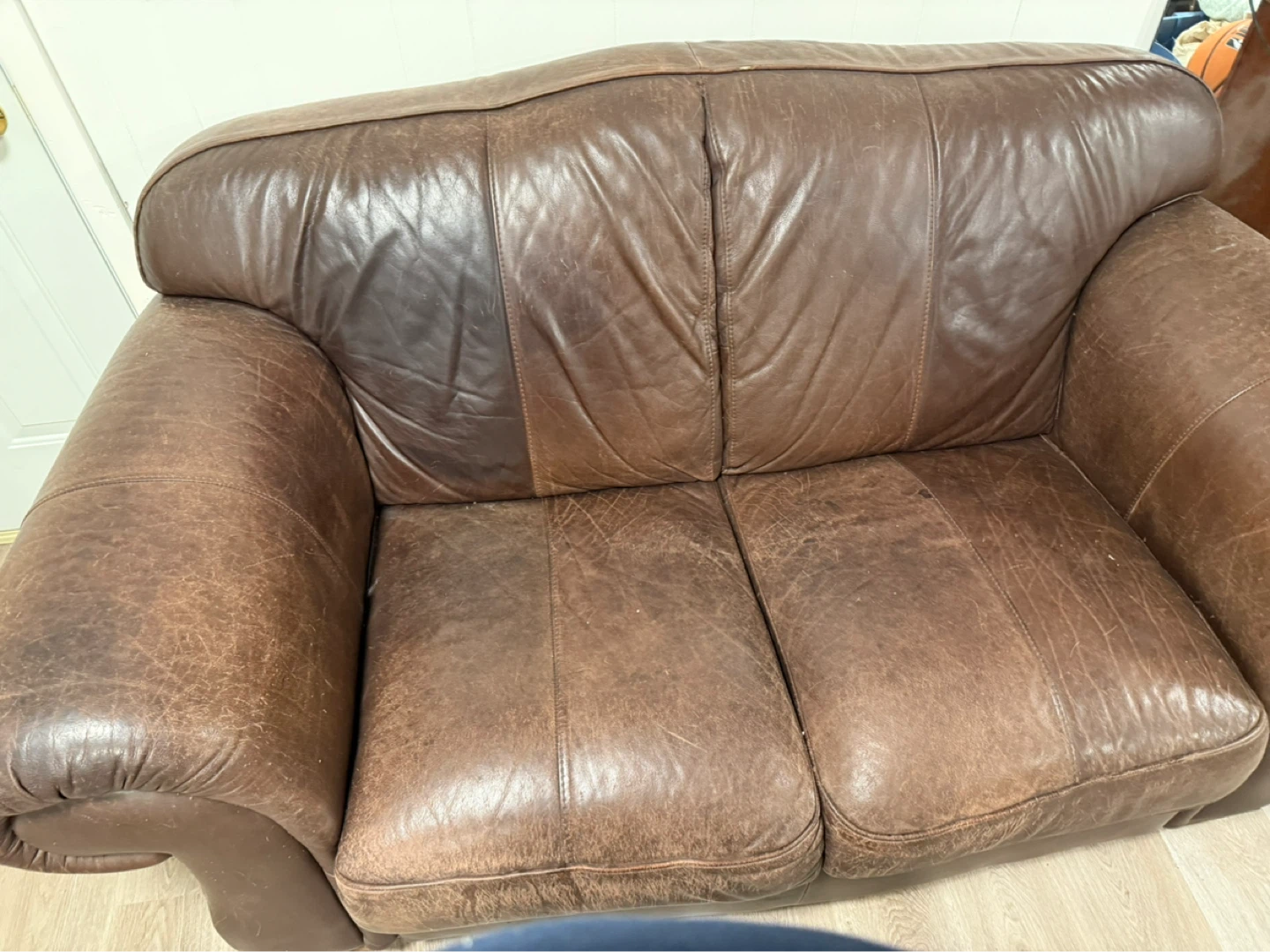 Two-Seater Brown Leather Sofa - photo 3