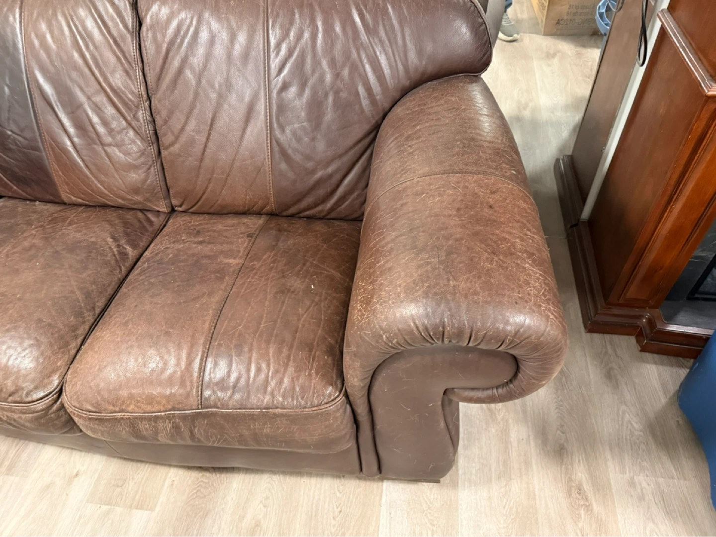 Two-Seater Brown Leather Sofa - photo 4