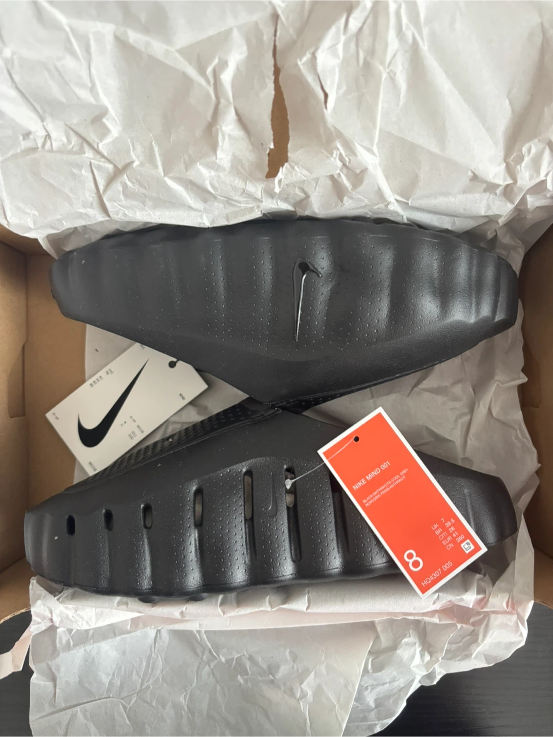 Nike Mind 001 Slide Triple Black size 8 Men’s/9 Women’s