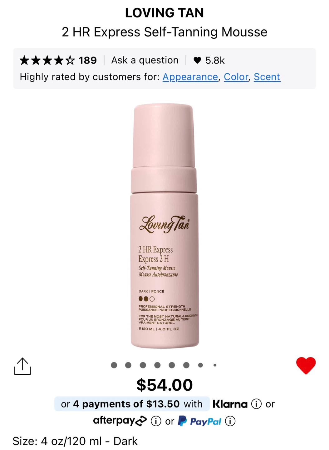 Loving Tan 2 HR Express Self-Tanning Mousse, Dark - photo 3