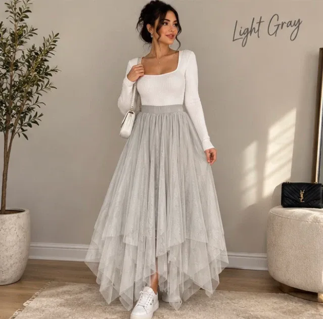 Layered Tulle Maxi Skirt
