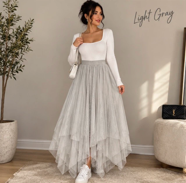 Asymmetric Tulle Maxi Skirt - photo 2