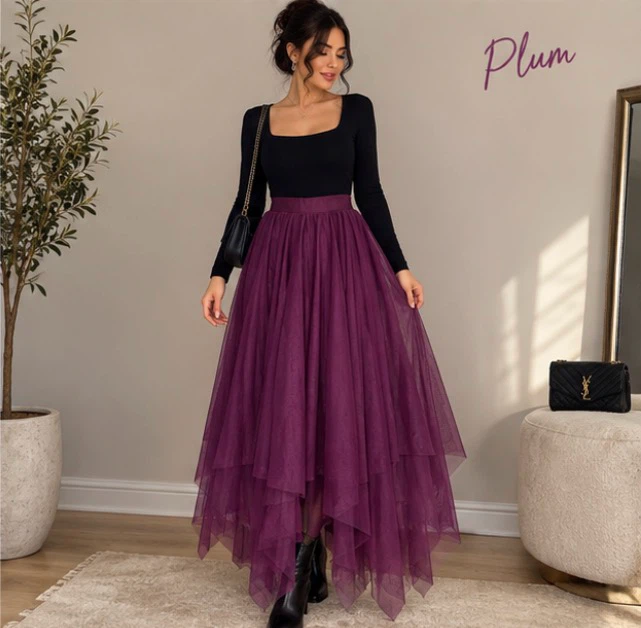 Asymmetric Tulle Maxi Skirt - photo 4