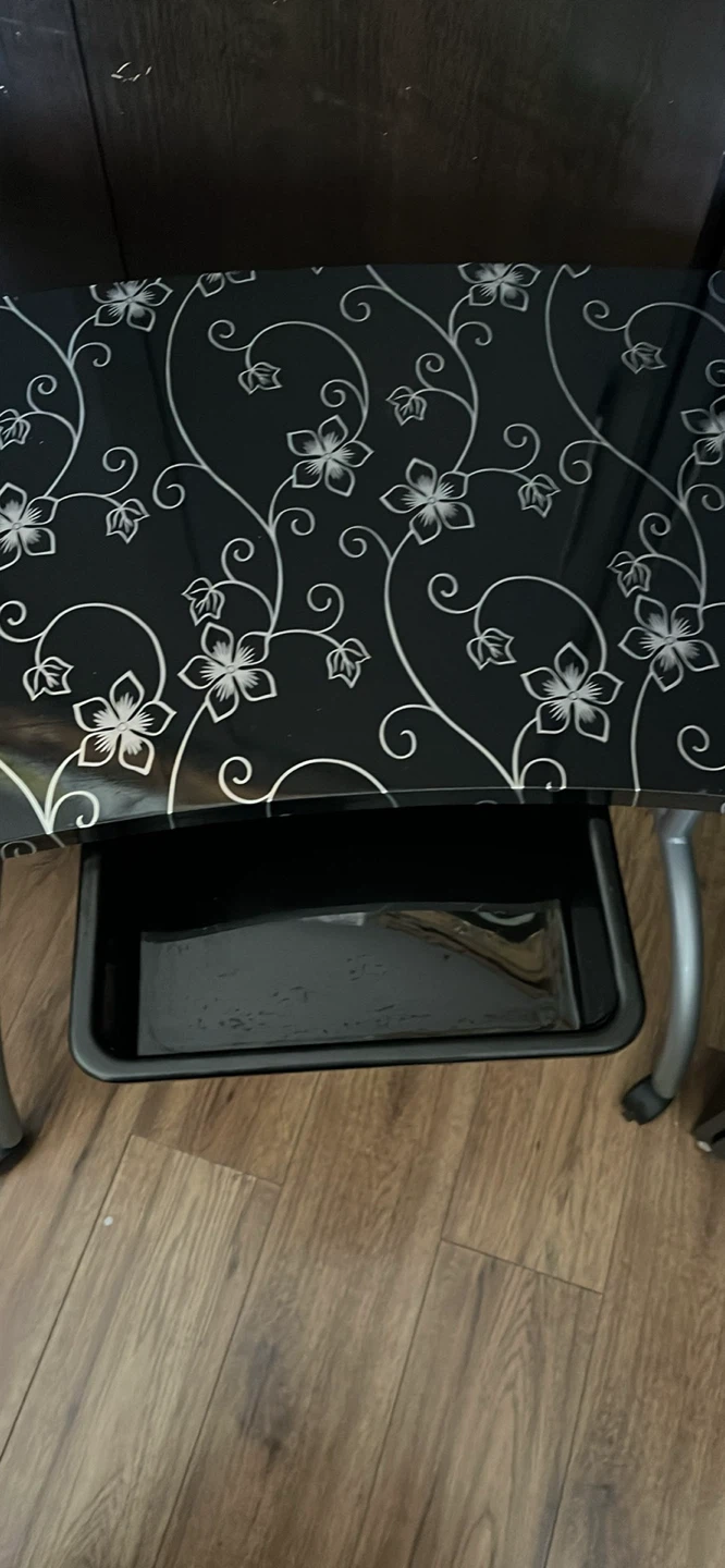 Black Floral Pattern Rolling Desk