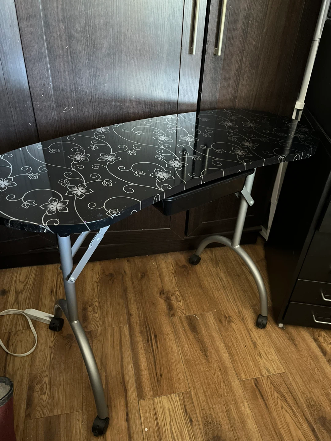Black Floral Pattern Rolling Desk - photo 3