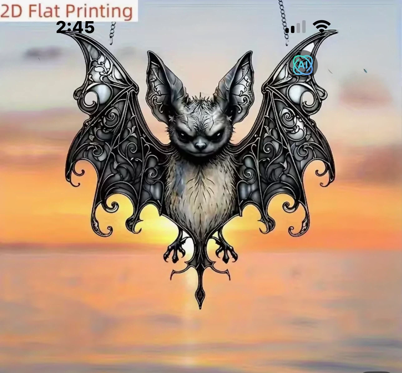 2D acrylic sun catcher, Gothic bat, new