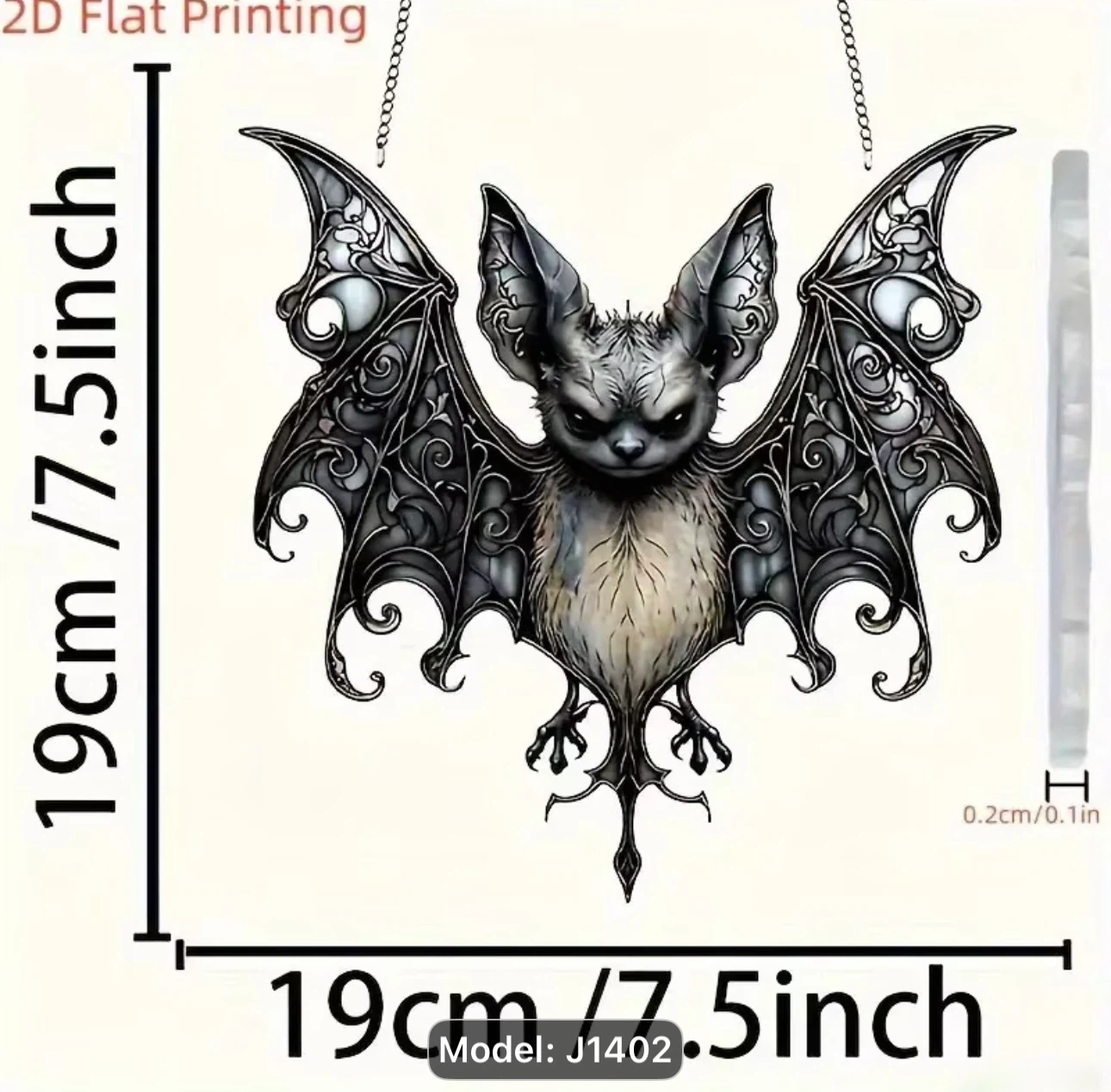 2D acrylic sun catcher, Gothic bat, new - photo 2