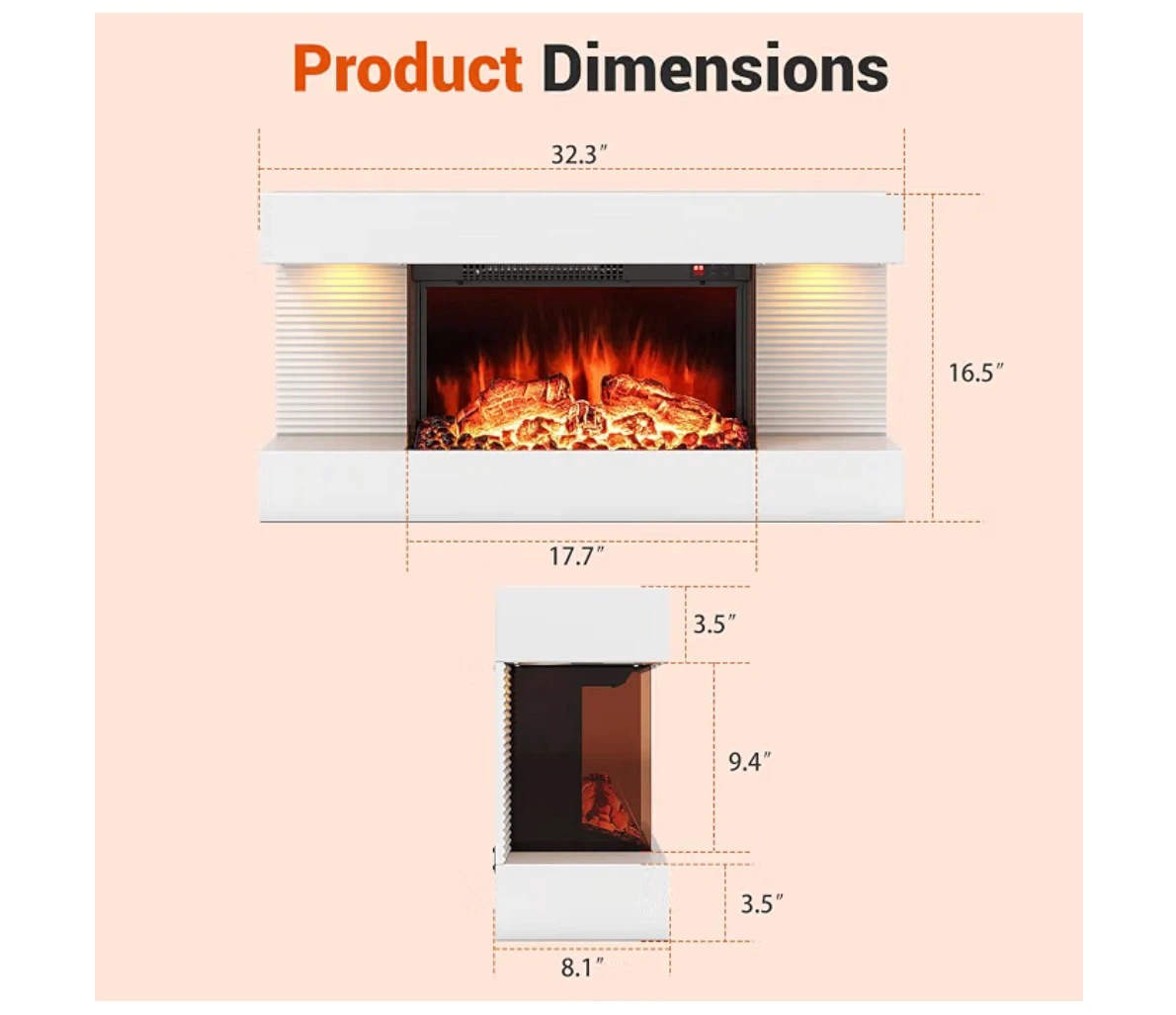 White Electric Fireplace Heater - photo 4