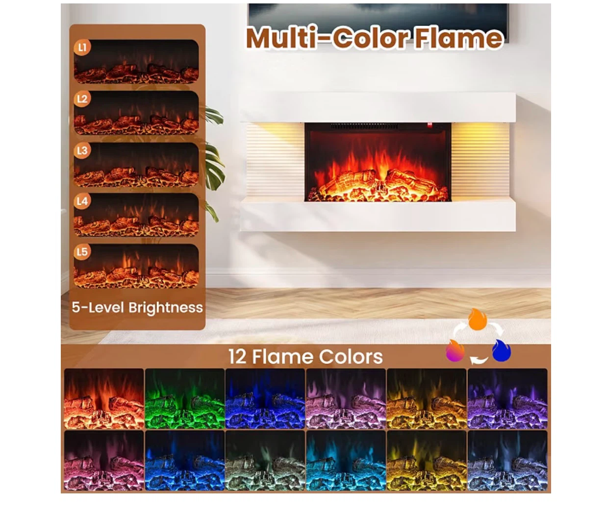 White Electric Fireplace Heater - photo 5