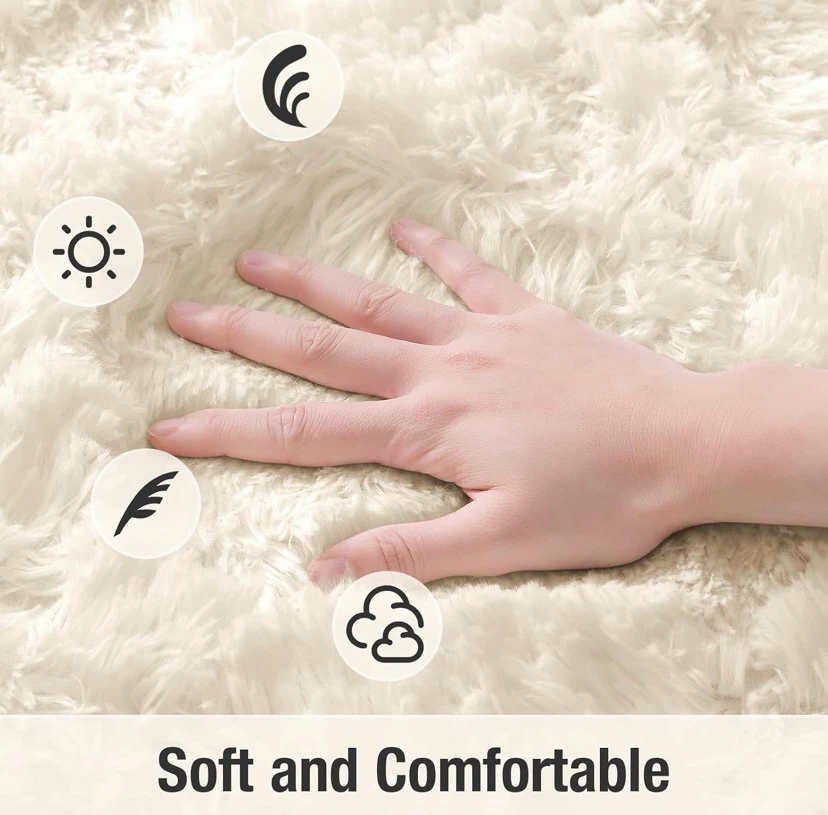 New 3.3x6.2 Fluffy Soft Oval Rug Cream - photo 2