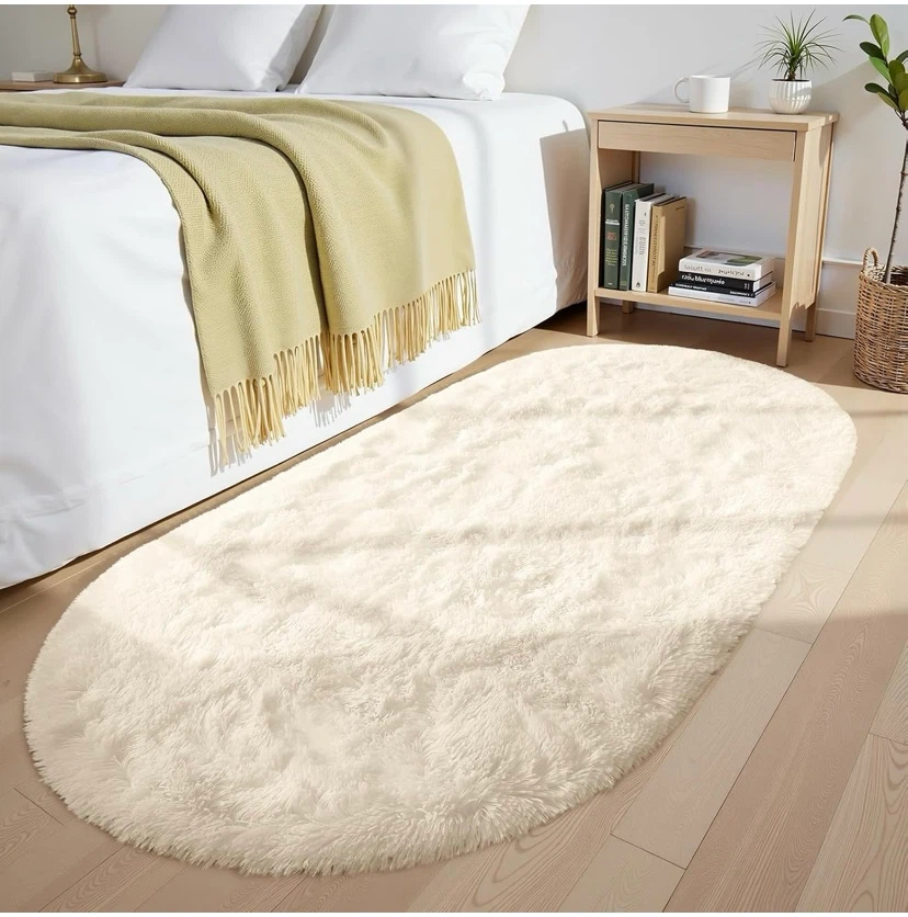 New 3.3x6.2 Fluffy Soft Oval Rug Cream - photo 5