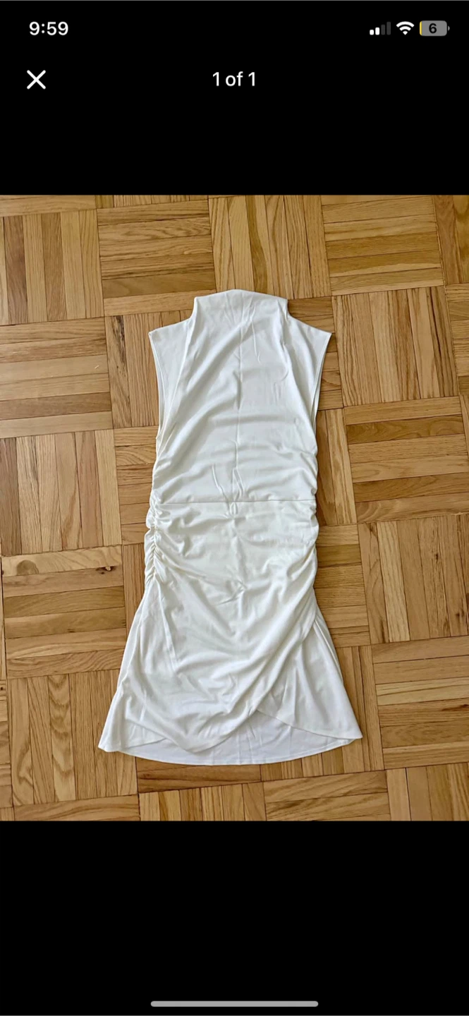 White Sleeveless Ruched Mini Dress