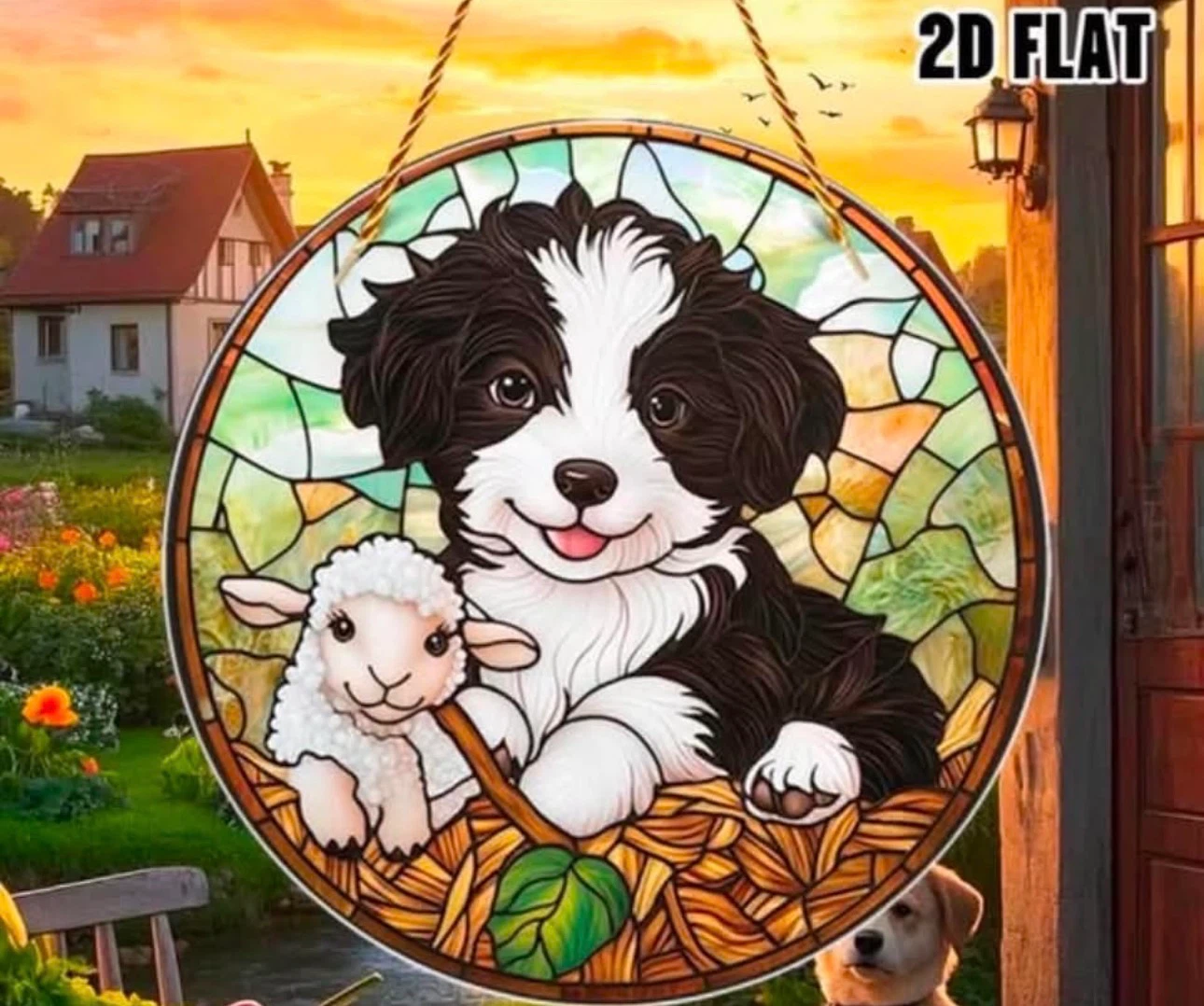 2D acrylic sun catcher, border collie dog, new