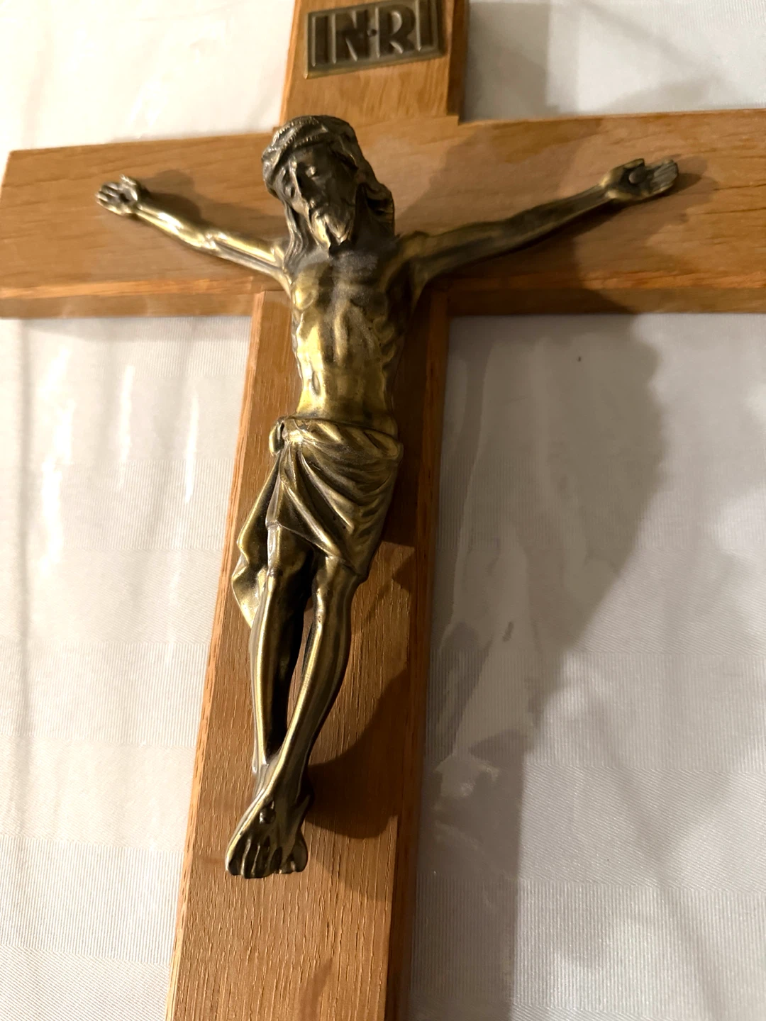 Wooden Crucifix with Brass Corpus ~12”x9” - photo 4