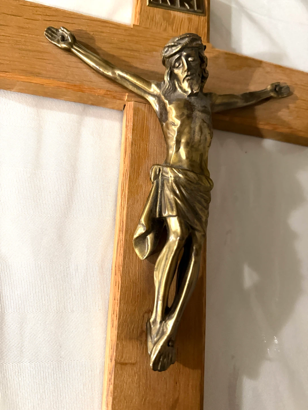 Wooden Crucifix with Brass Corpus ~12”x9” - photo 5