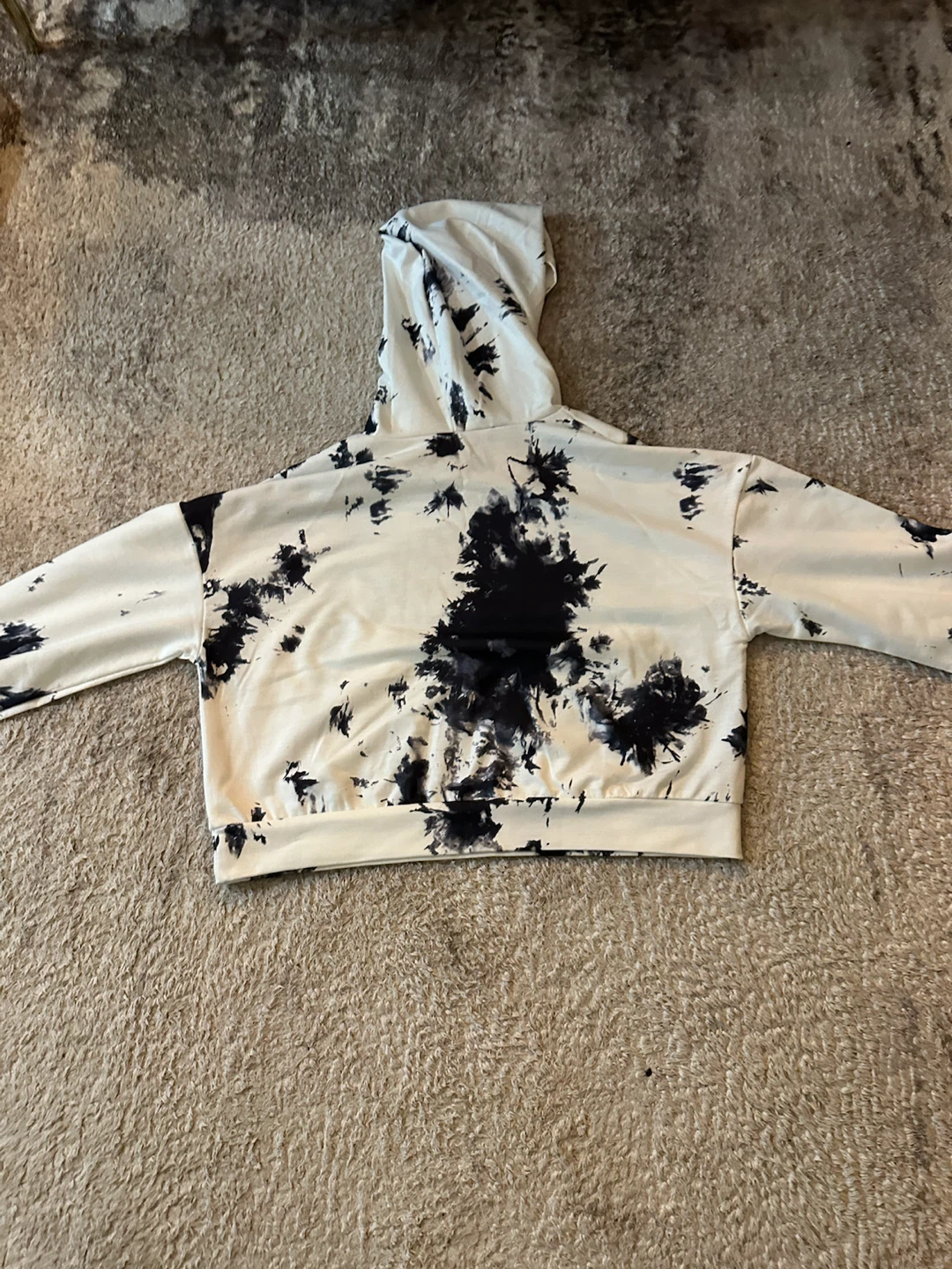 New York 199X Black and White Tie-Dye Crop Hoodie - photo 2