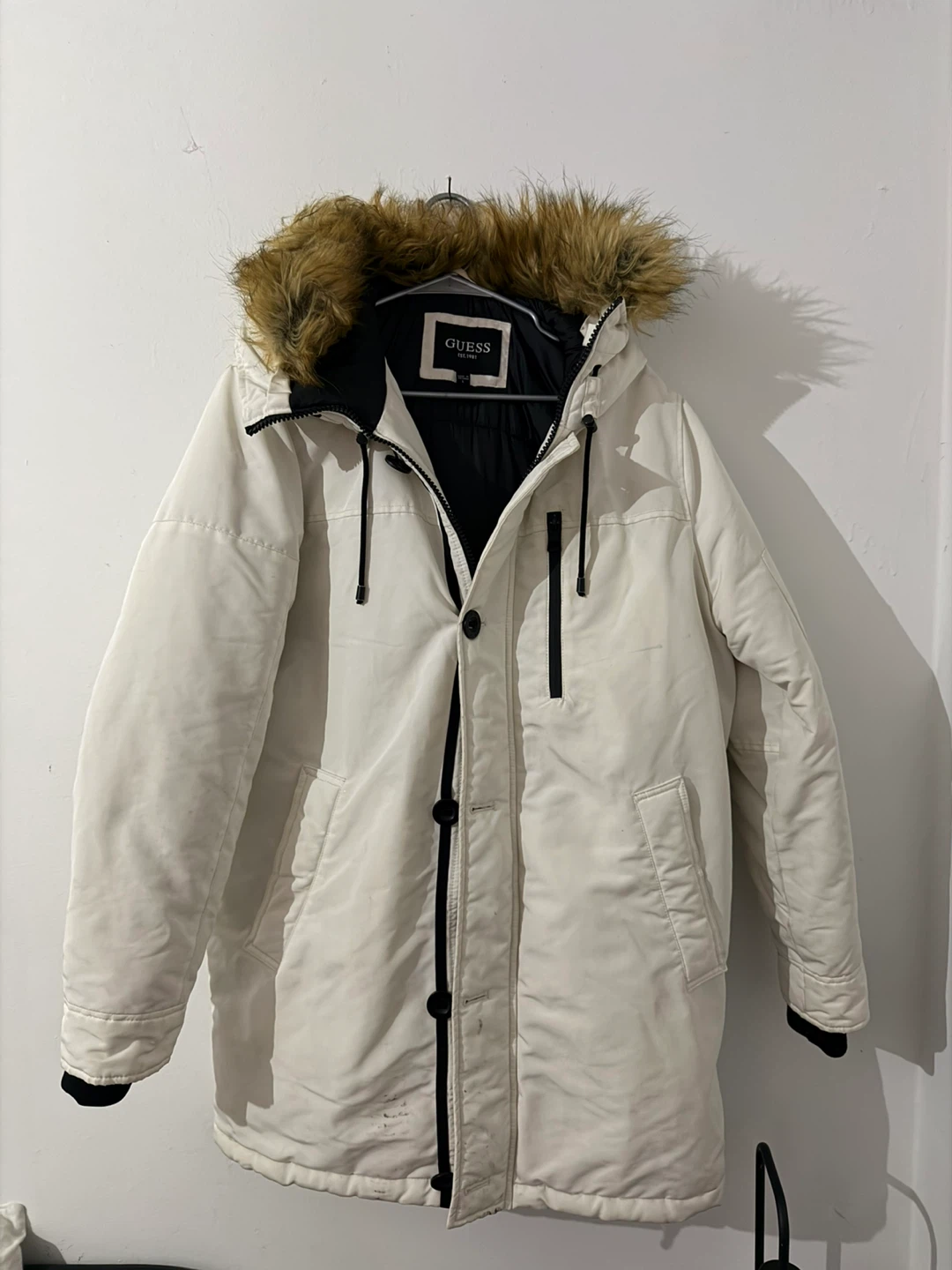 Guess White Hooded Parka