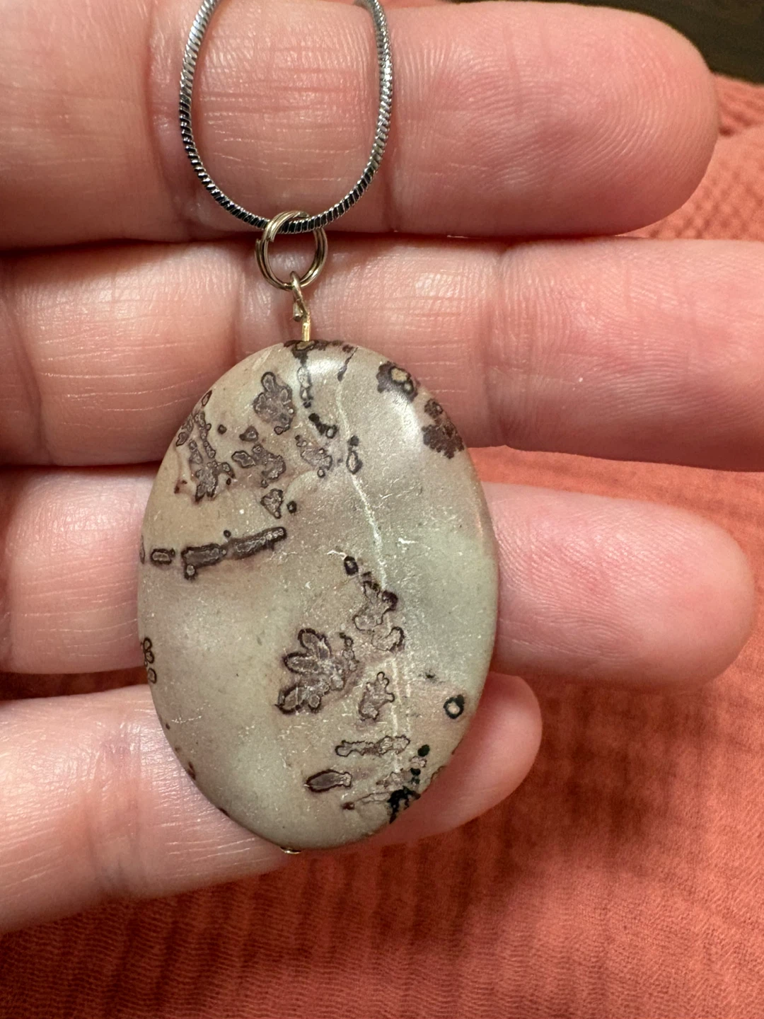 Coffee Bean Jasper Oval Pendant Necklace - photo 3
