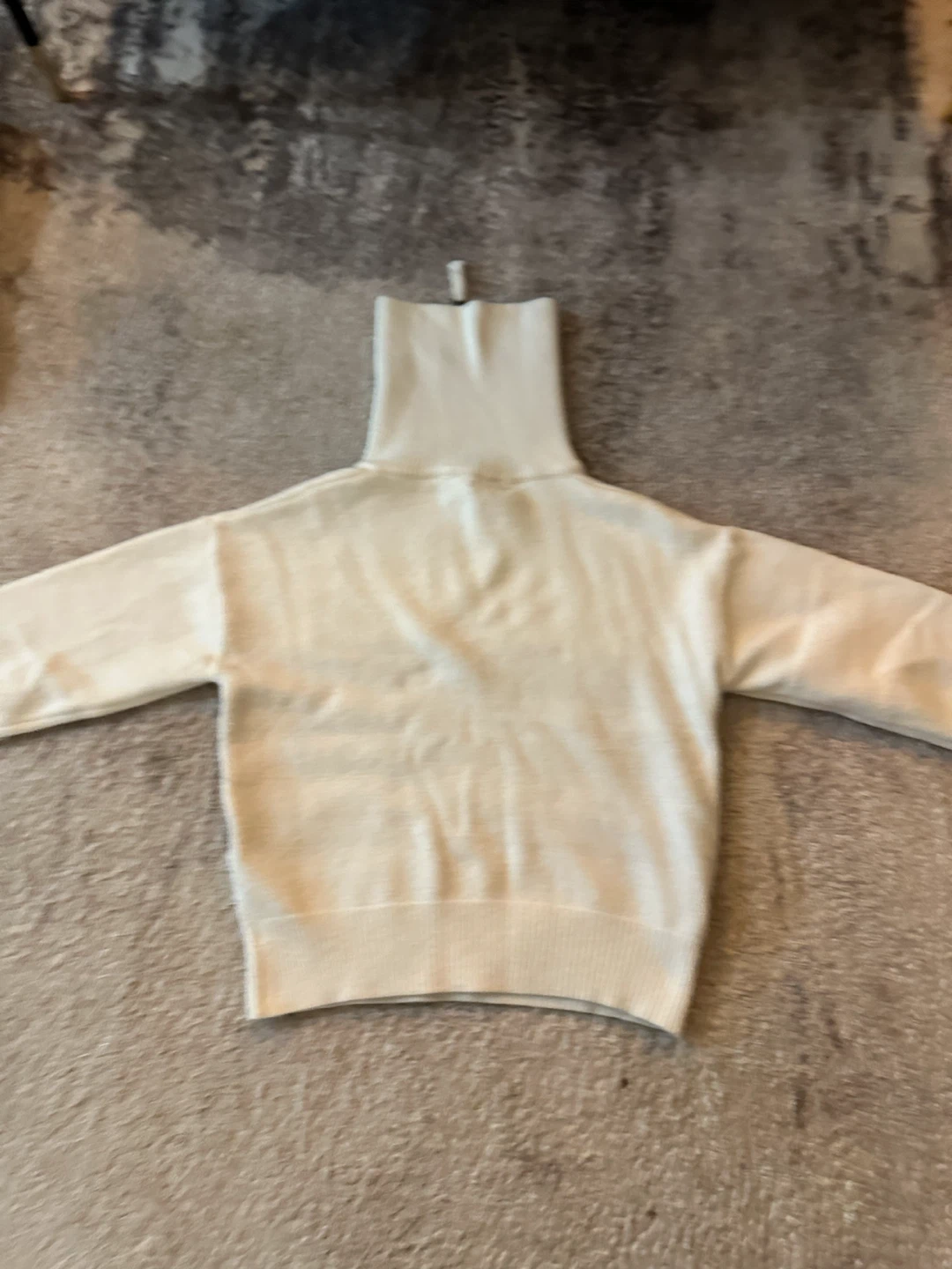 White Quarter-Zip Knit Sweater with Pattern - photo 2