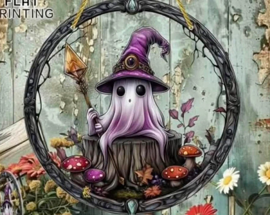 2D acrylic sun catchers, Halloween float with hat