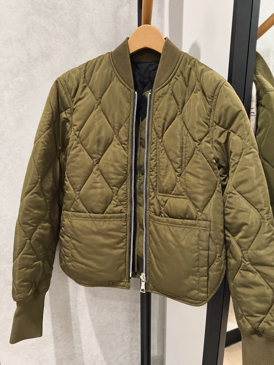 Quilted Bomber Jacket with Fur Collar - photo 2