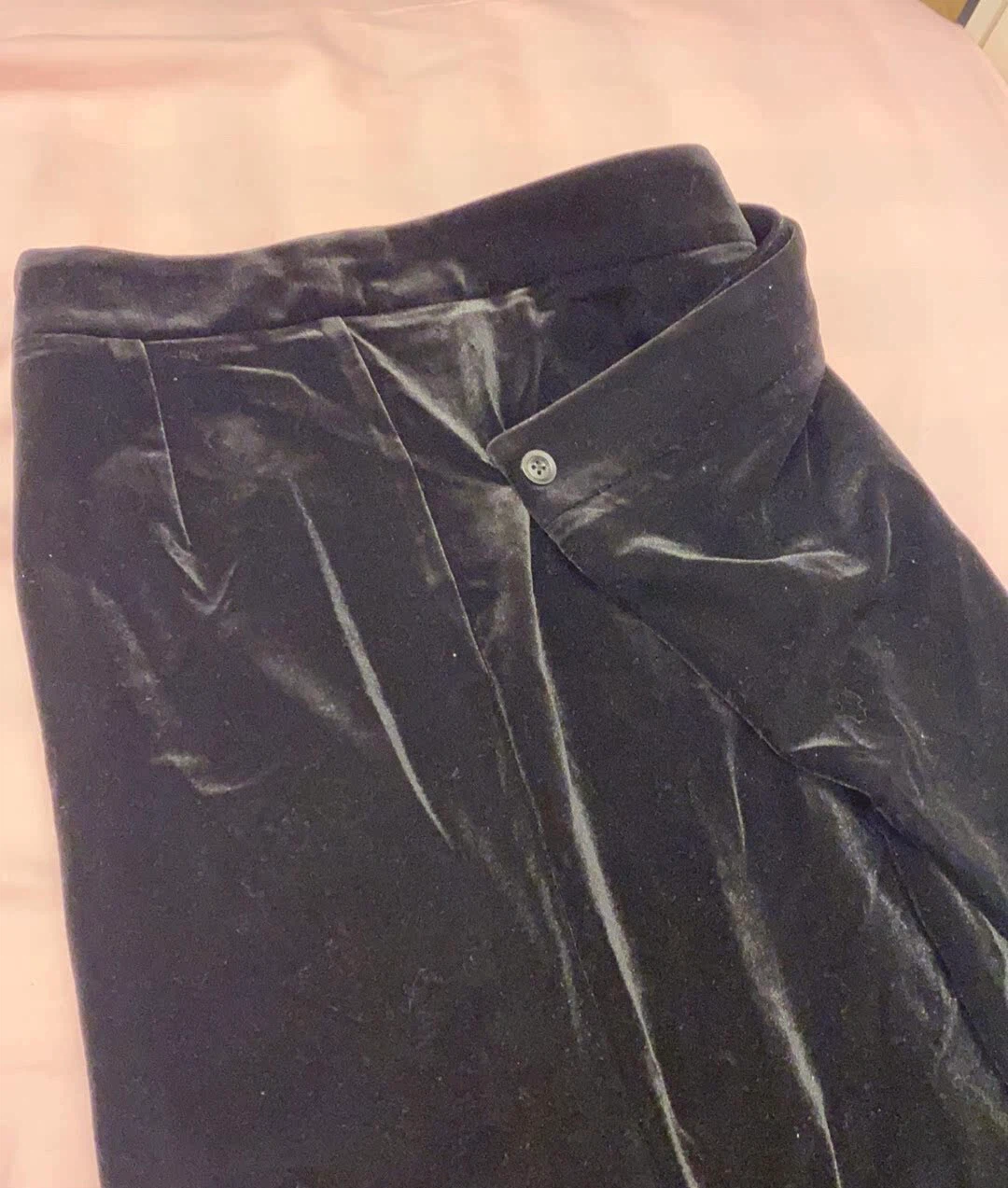 Black Velvet Wrap Skirt with Lace Trim - photo 2