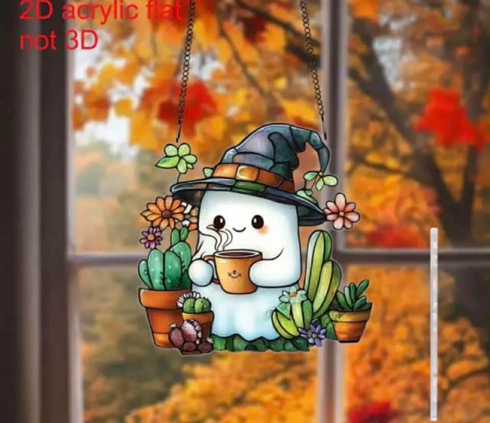 2D acrylic sun catcher, Halloween ghost
