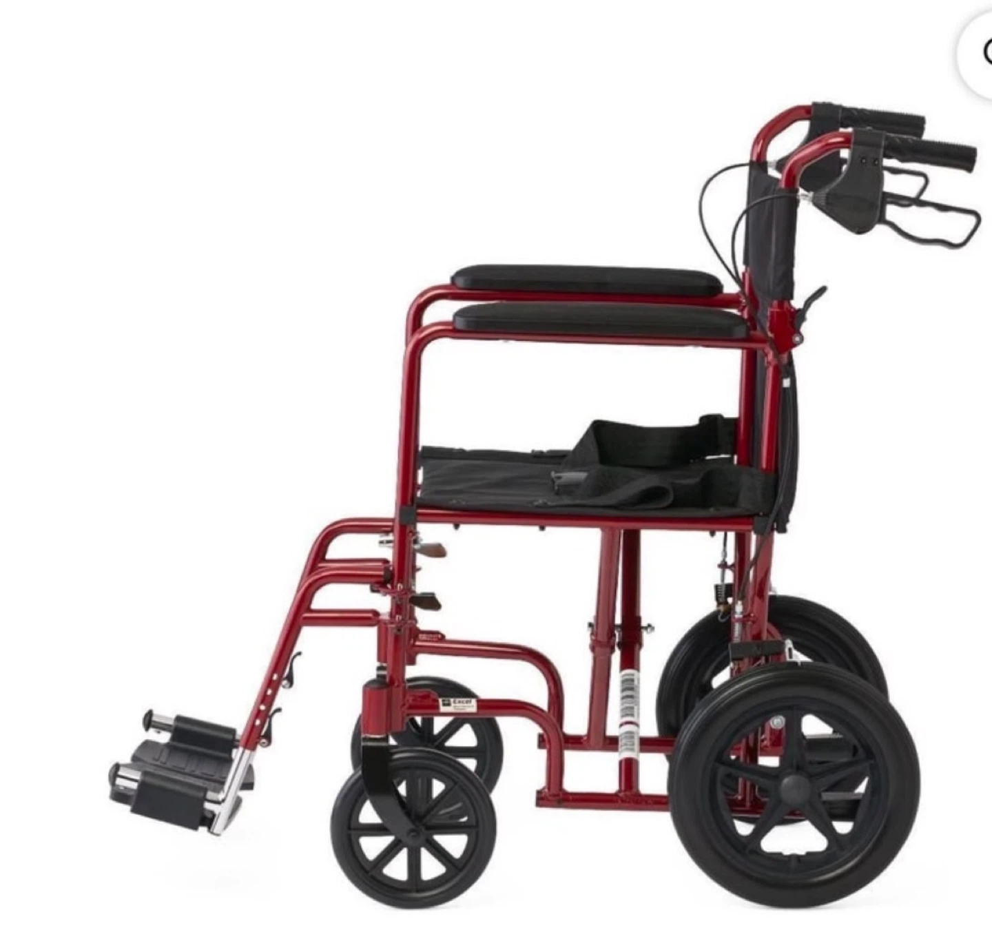 ❤️ Medline Lightweight Folding Transport Chair – Burgundy/Red