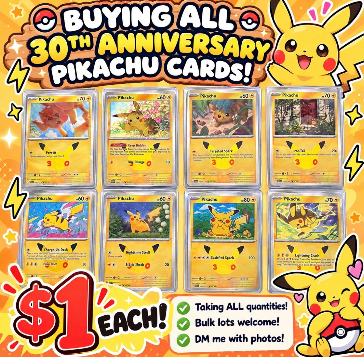 Buying 30th Anniversary Pikachu Pokemon Cards