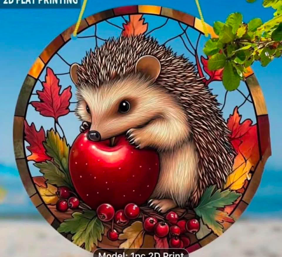 2D acrylic sun catcher, hedgehog