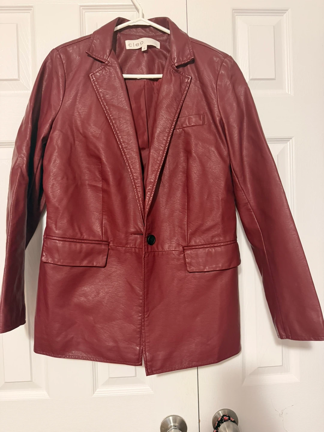 Small Cleo Red Faux Leather Blazer