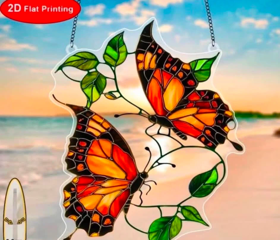 2D acrylic sun catcher, monarch butterflies