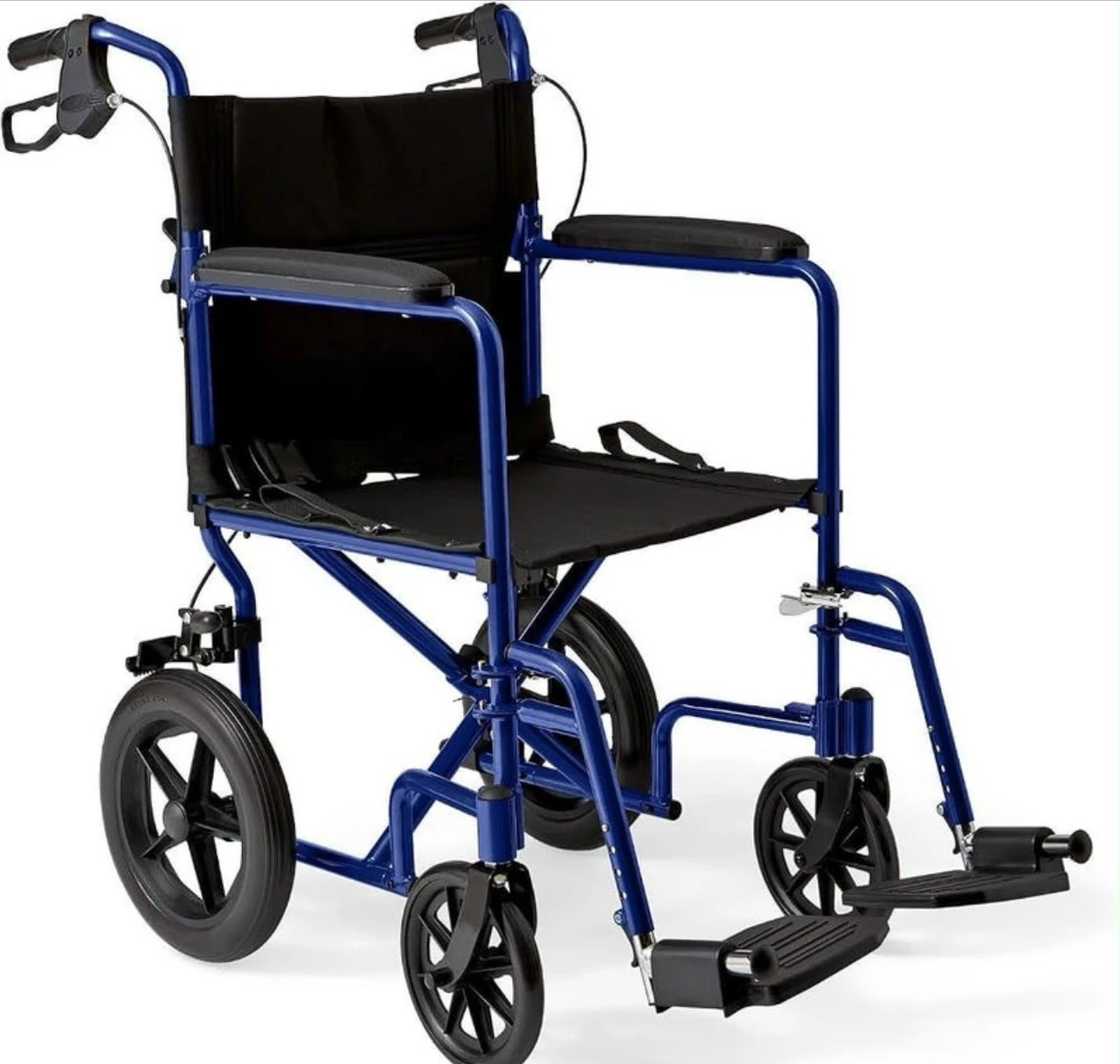 Medline Lightweight Folding Transport Chair – Blue - for pers